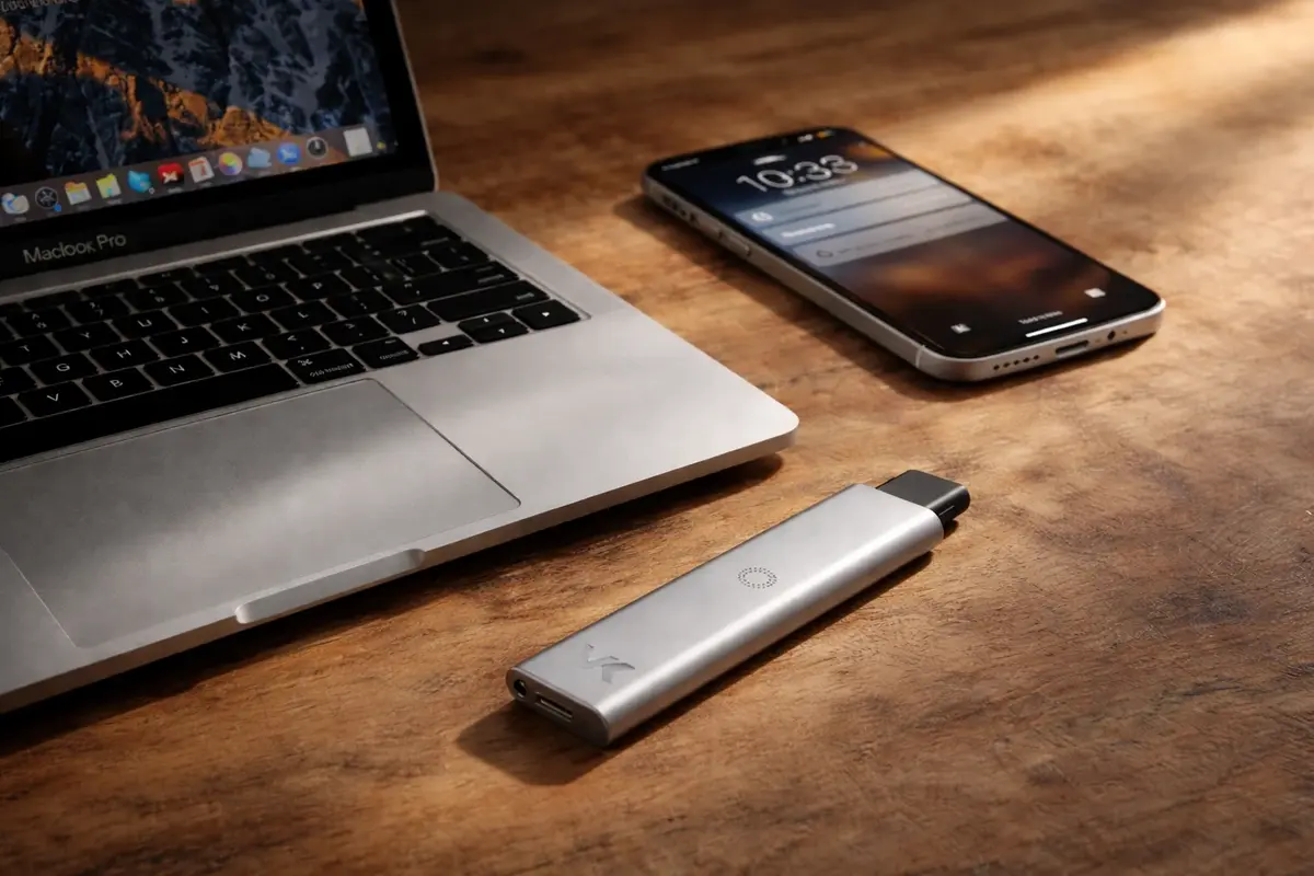 VK SLIM AIR neben MacBook und iPhone